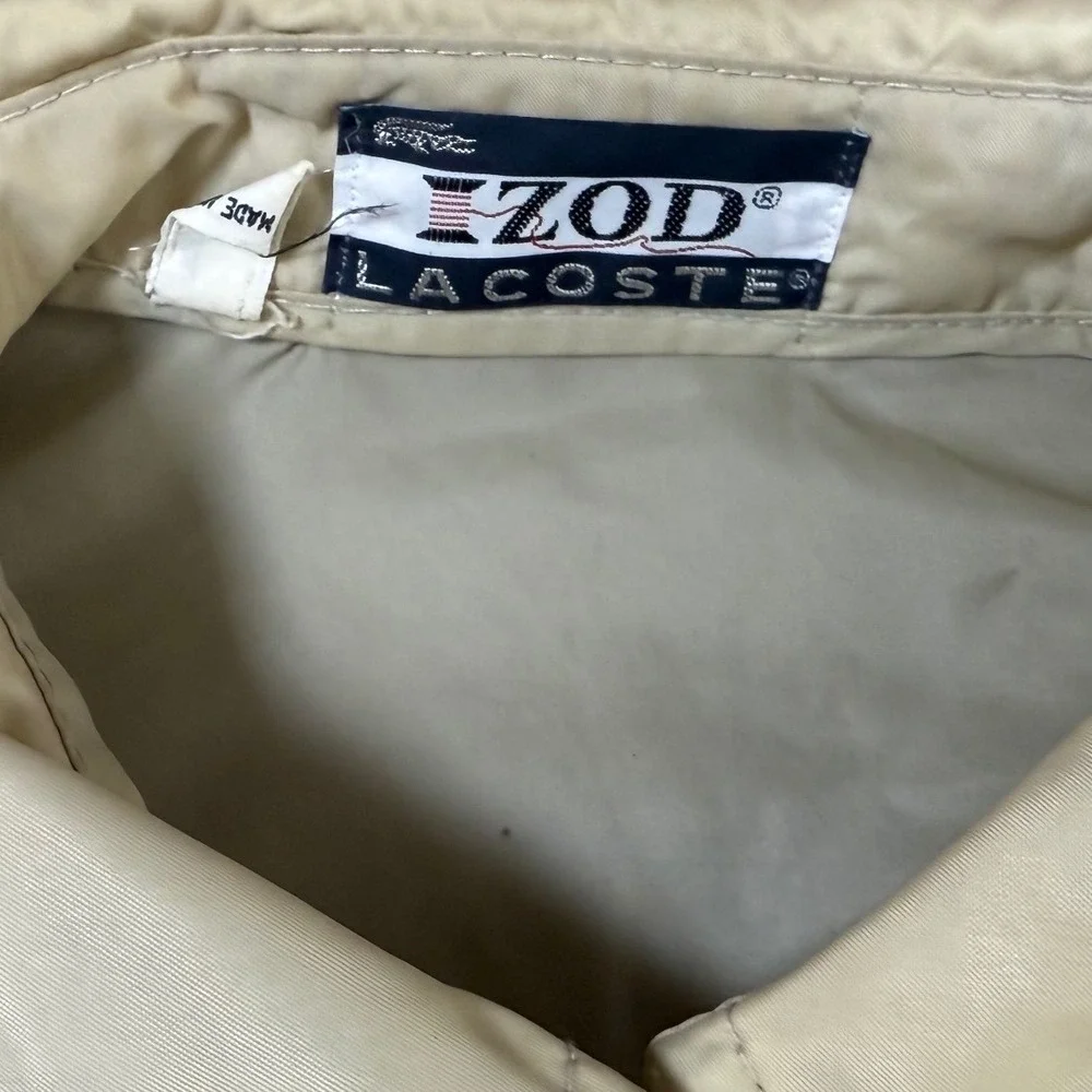 Vintage 1970's IZOD Lacoste Windbreaker Jacket Mens‎ Medium Beige Full Zip